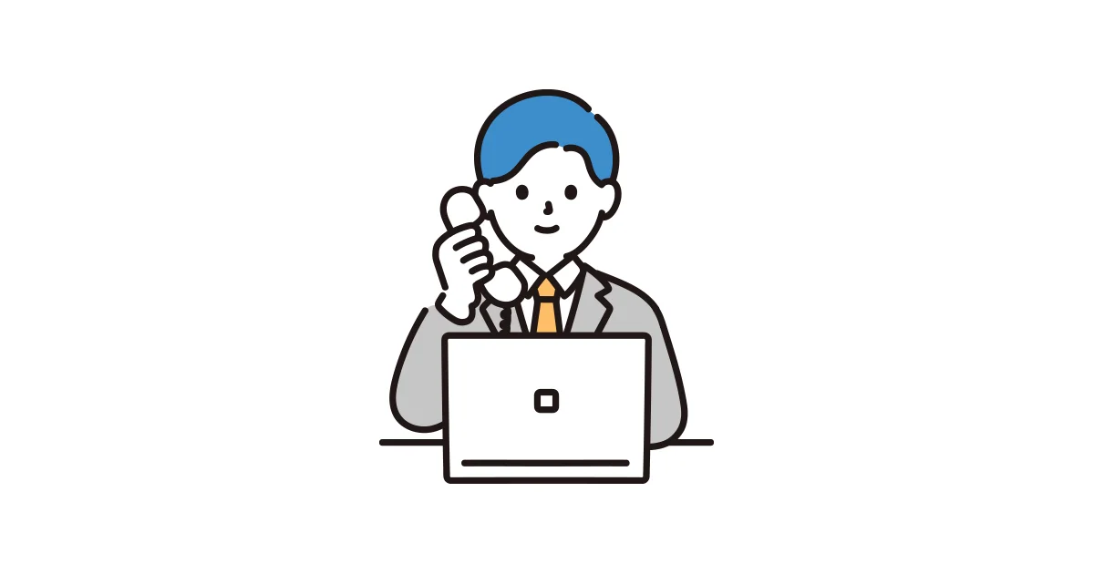 Illustration of an office worker taking a phone call at a desk