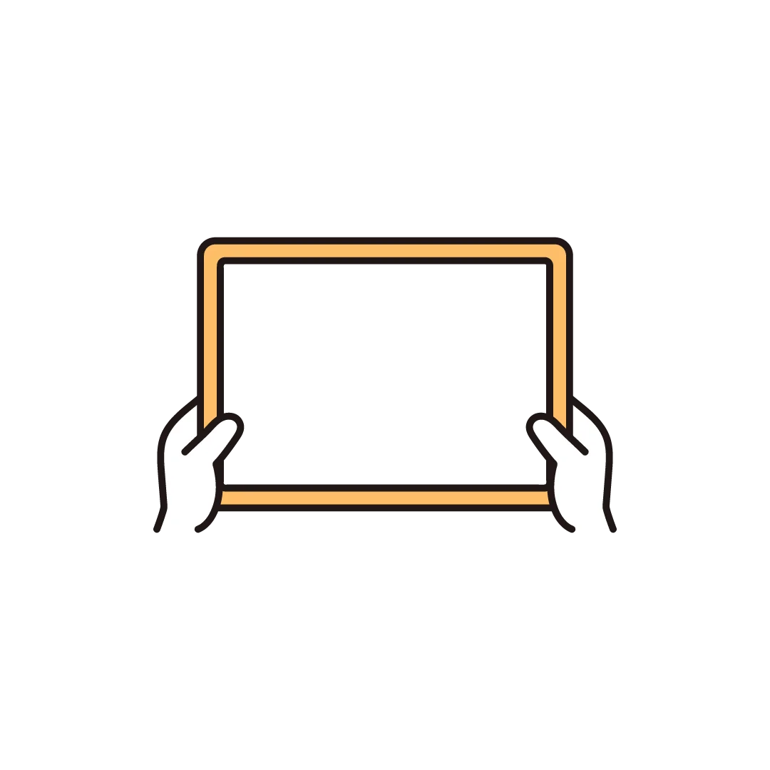 Illustration of a hand holding a tablet computer