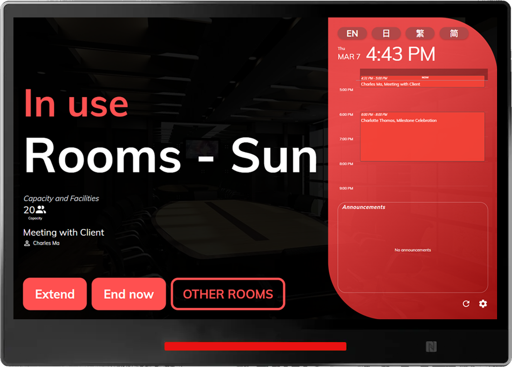 Indicates that someone is using the room. Please do not disturb.