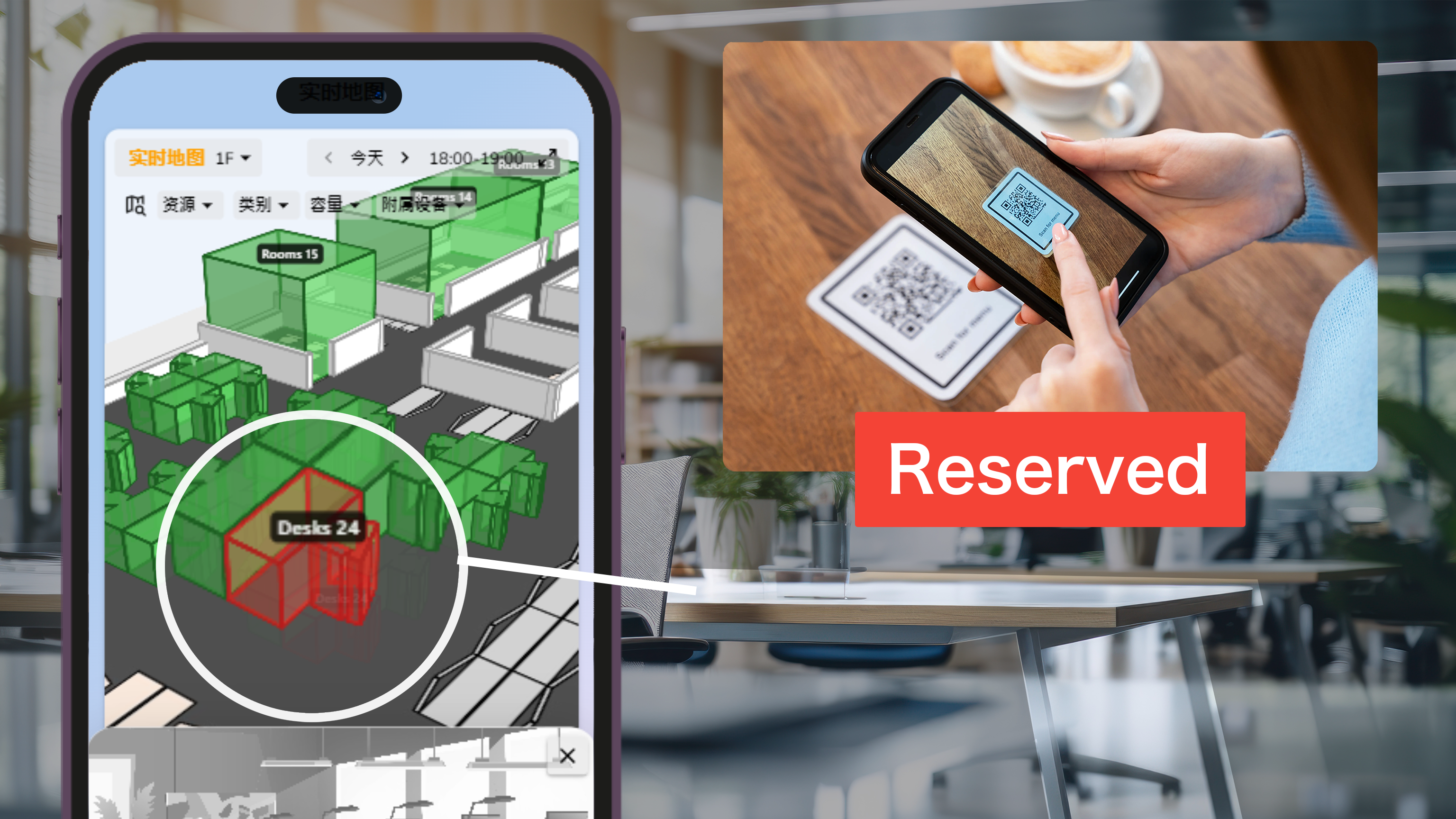 Book a desk from Offision app