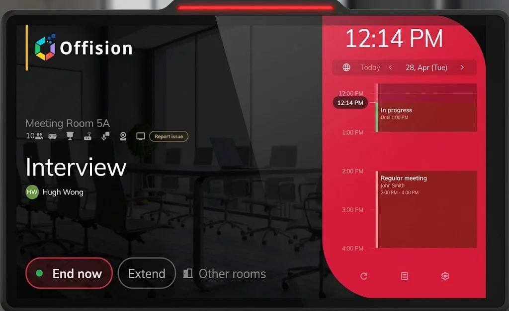 Indicates that someone is using the room. Please do not disturb.