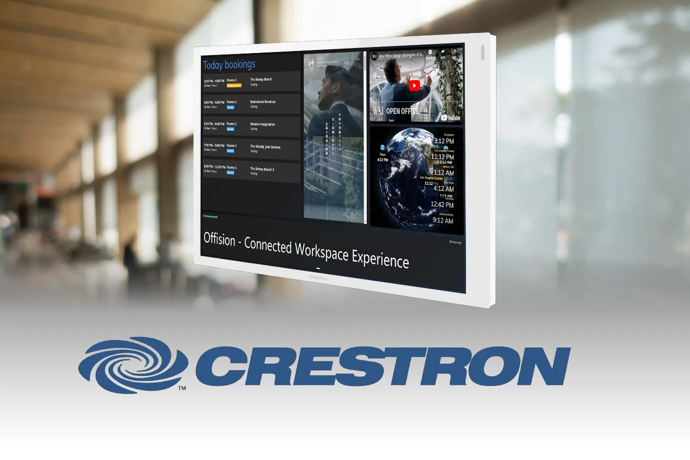 Crestron 顯示器展示職場看板內容