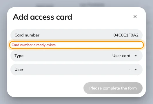 Checked as you type, against every card in the account.