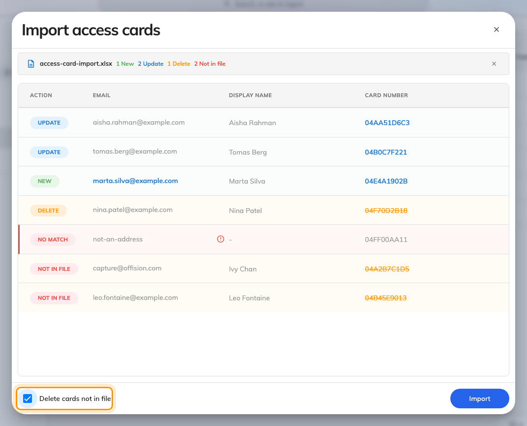 The same file with the checkbox on: two verdicts appear that were not there before.