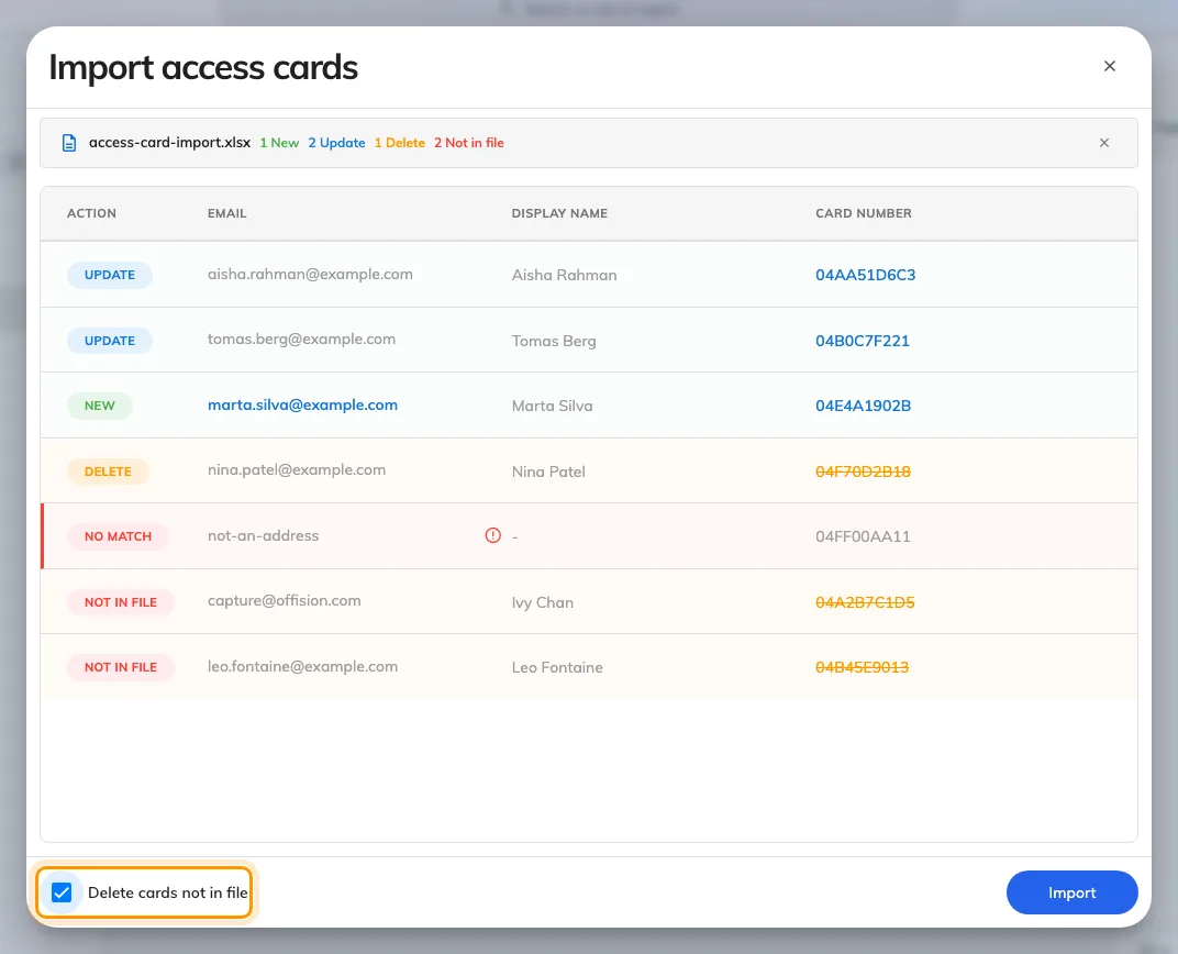 The same file with the checkbox on: two verdicts appear that were not there before.