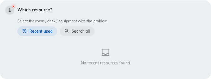 Choosing the resource, from recently used or by searching.