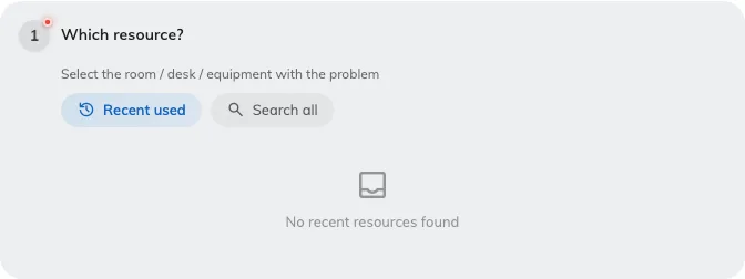 Choosing the resource, from recently used or by searching.