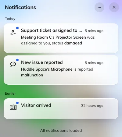 Ticket notifications in the app.