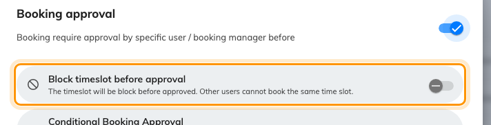 Off, two people can queue for the same slot. On, the slot is held.
