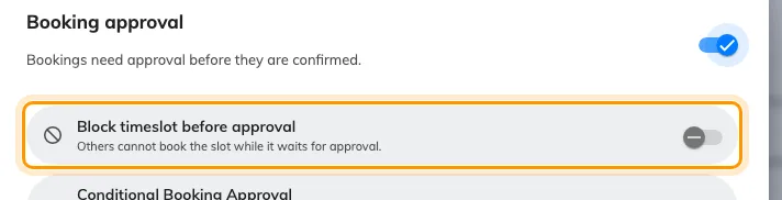 Off, two people can queue for the same slot. On, the slot is held.
