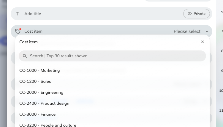 The same set on the booking form, searched as the person types.