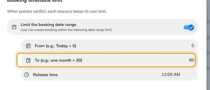 A two-month window: From 0, To 60.