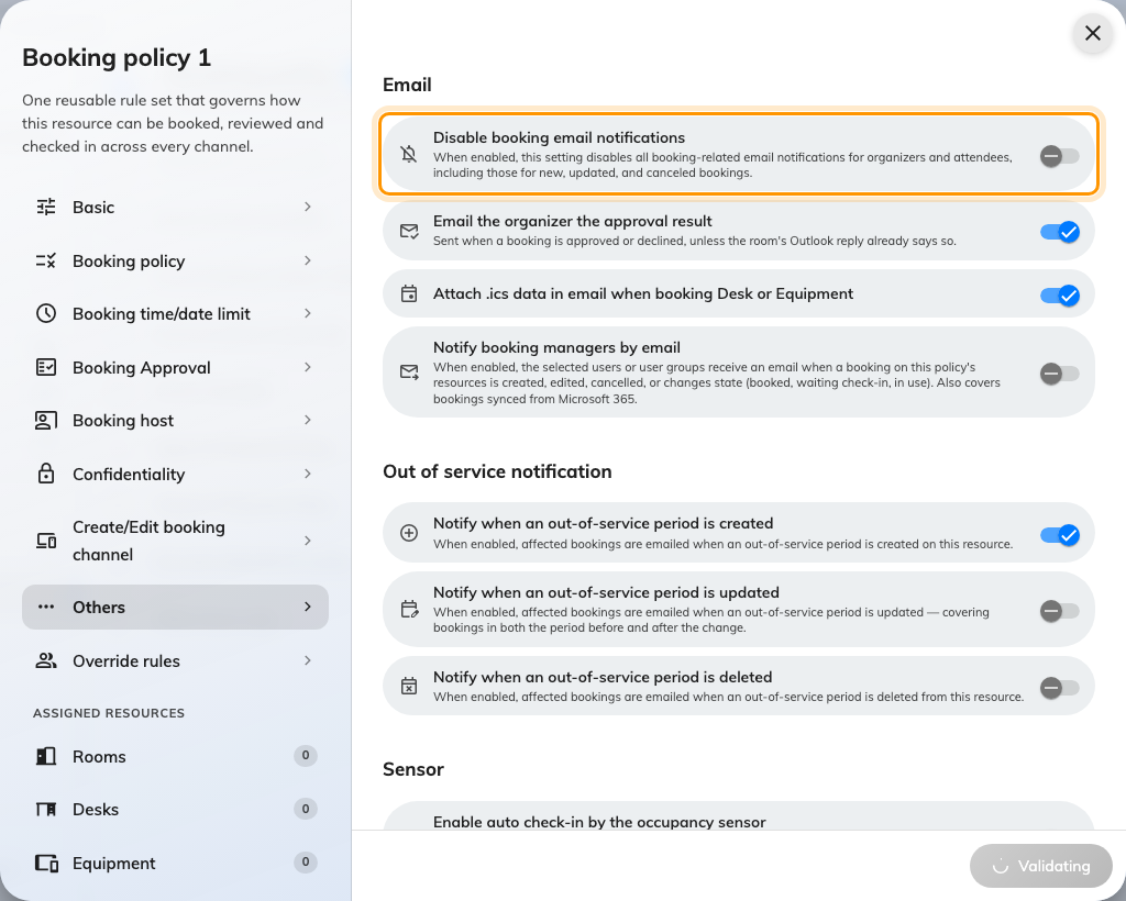 The Email section, at the top of the Others page.