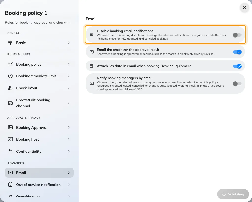 The Email section, at the top of the Others page.