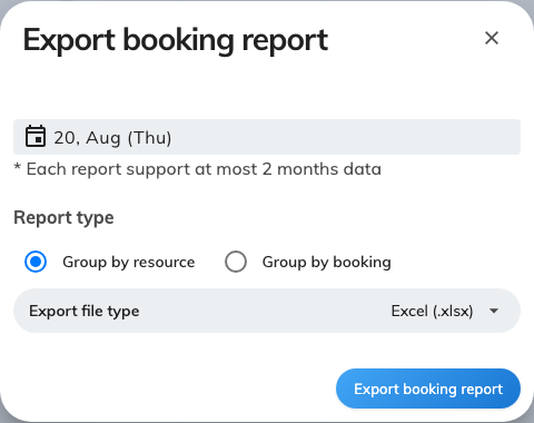 Export booking report: a report of what happened, not an importable file.