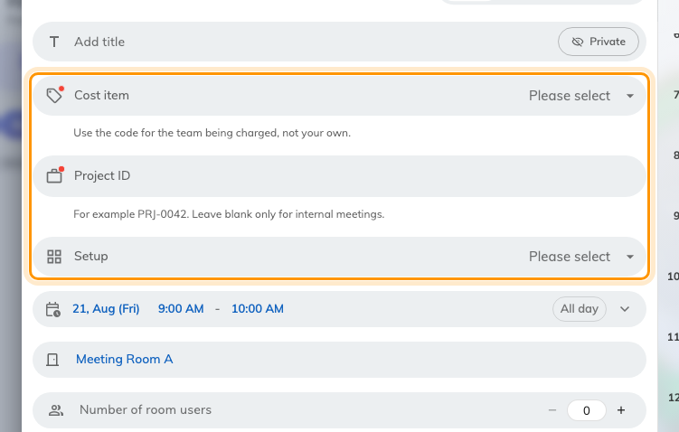 After: the room's own form has taken over, and it asks different questions.