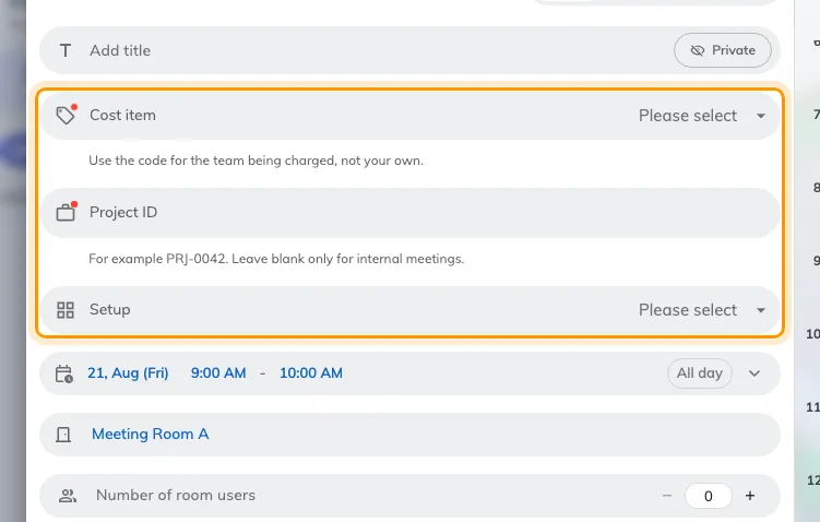 After: the room's own form has taken over, and it asks different questions.