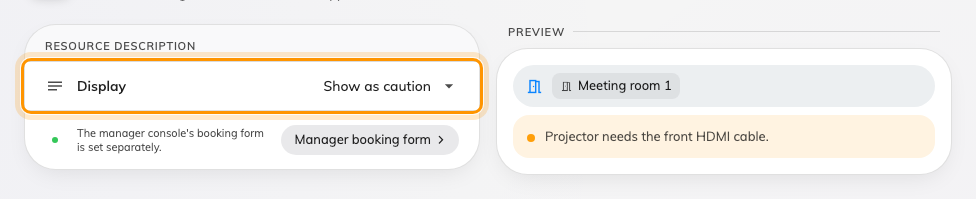 Show a room's description on the form