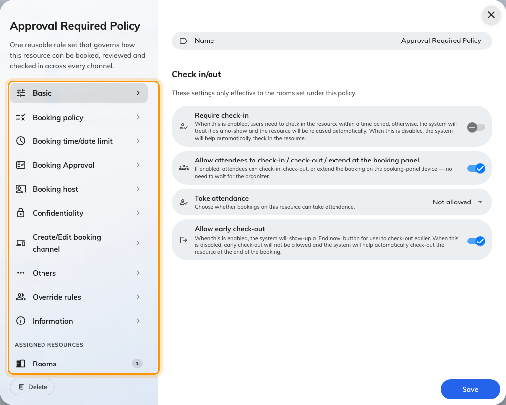 The policy editor. Every setting below sits on one of these pages.