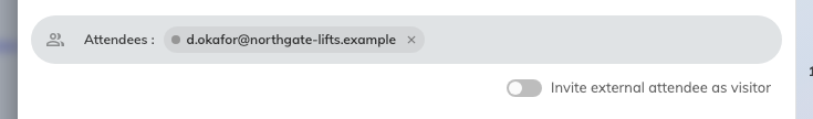 An address matching no account. The switch below the list is the signal it was recognised as external.