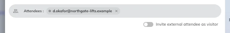 An address matching no account. The switch below the list is the signal it was recognised as external.