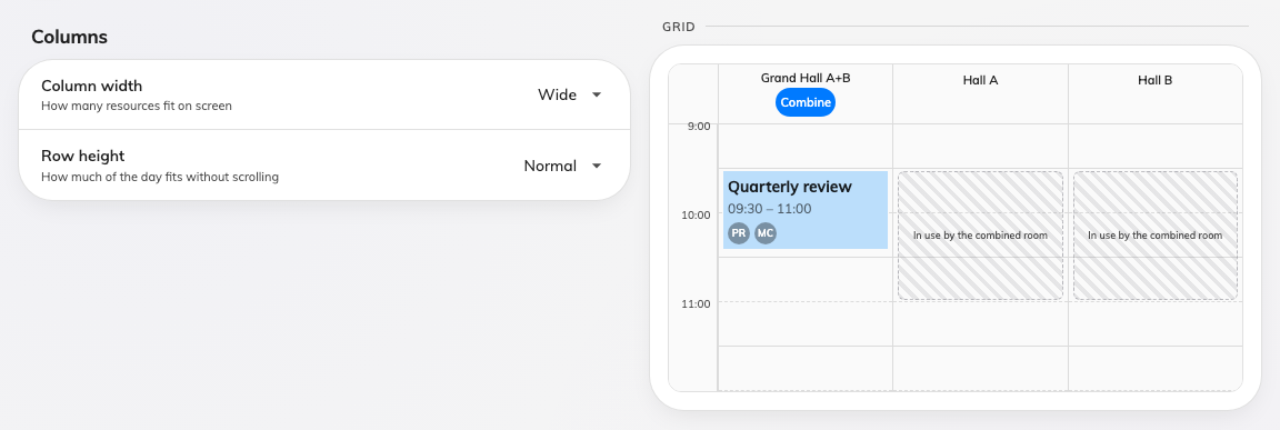 Wide — half as many resources, and a card with room to say something.