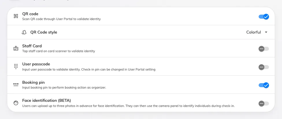 The methods a panel may ask for, set once for the organisation.