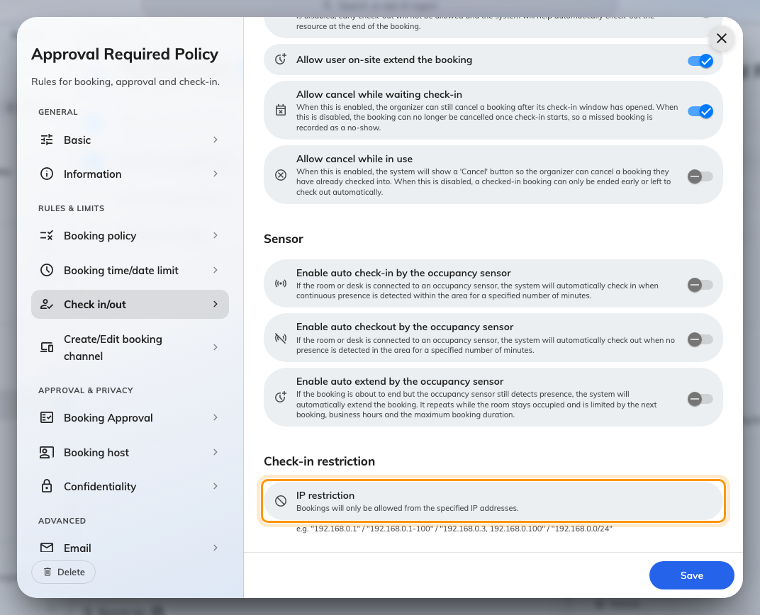 IP restriction, at the foot of the page and nothing to do with the sensor above it.