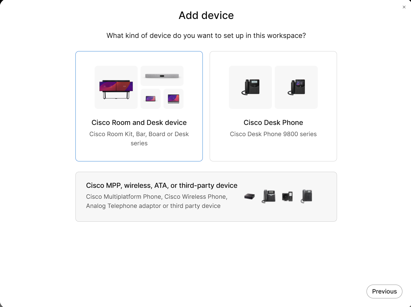 Cisco Room and Desk device。