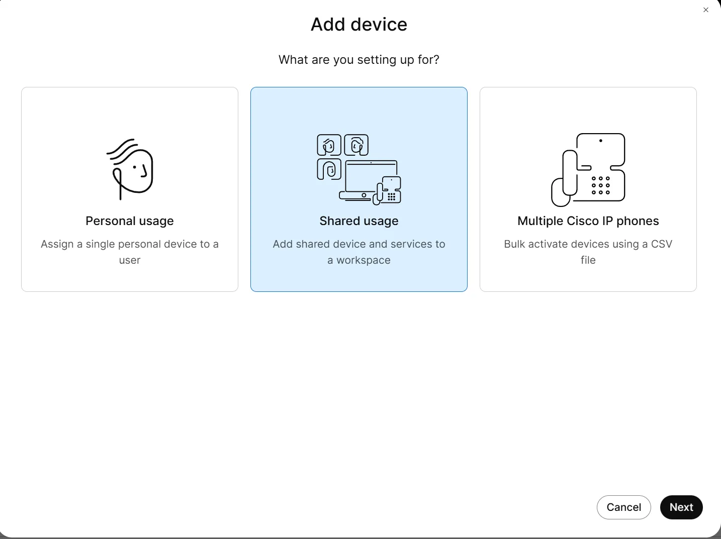 Shared usage, for a device a room owns.