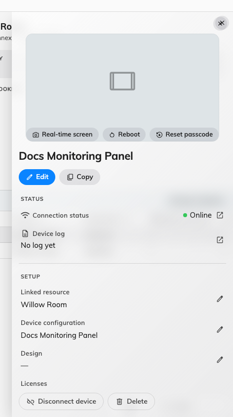A device that is answering: its connection state at the top, and the two actions that need it live.