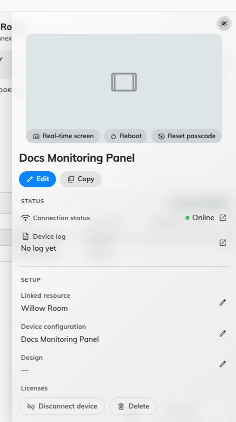 A device that is answering: its connection state at the top, and the two actions that need it live.
