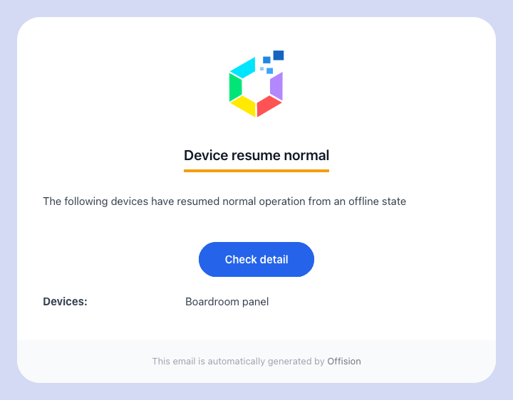 Device resume normal closes the loop when the device comes back.