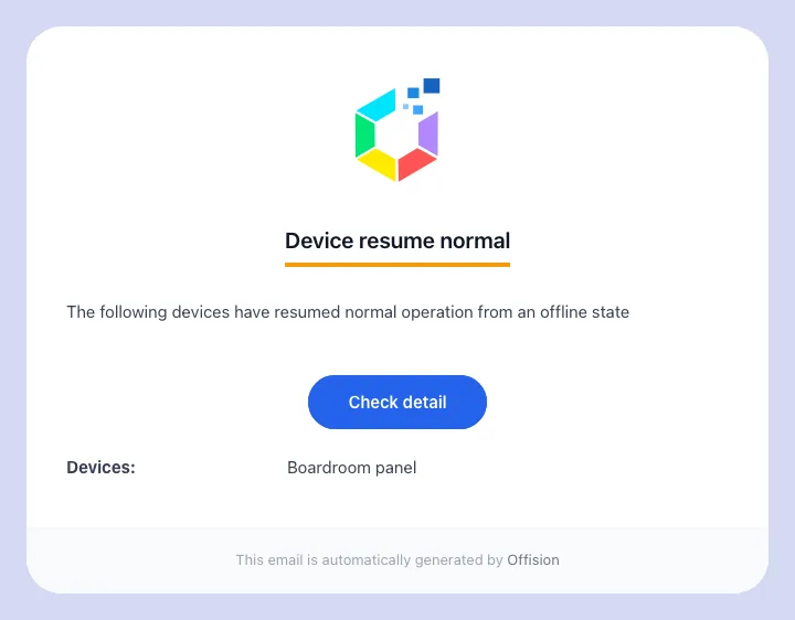 Device resume normal closes the loop when the device comes back.