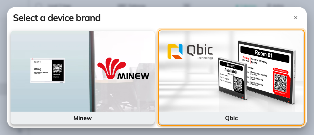 Select a device brand, with Qbic ringed.