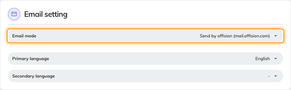 Email mode, still on the Offision default.