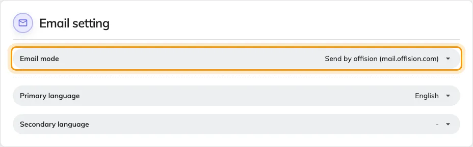 Email mode, still on the Offision default.