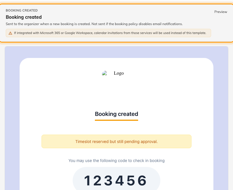 The subject, a note on when the email is sent, and the live preview under it.