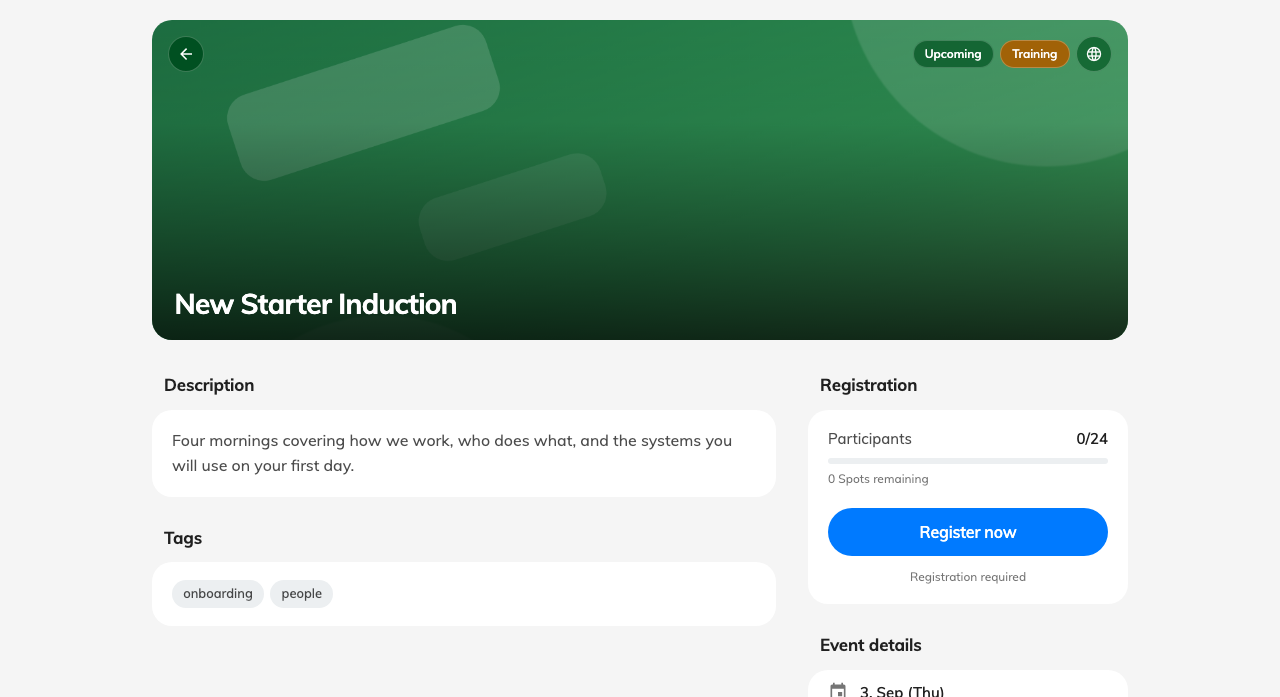 Redesigned event pages