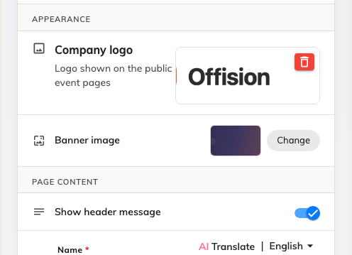 The list page's own branding — logo and banner.