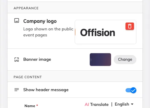 The list page's own branding — logo and banner.
