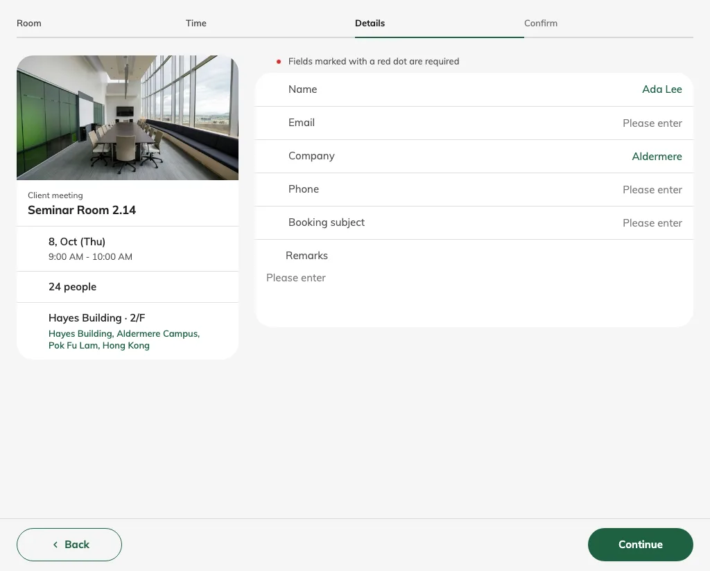 Supported query keys prefill the visible guest details.
