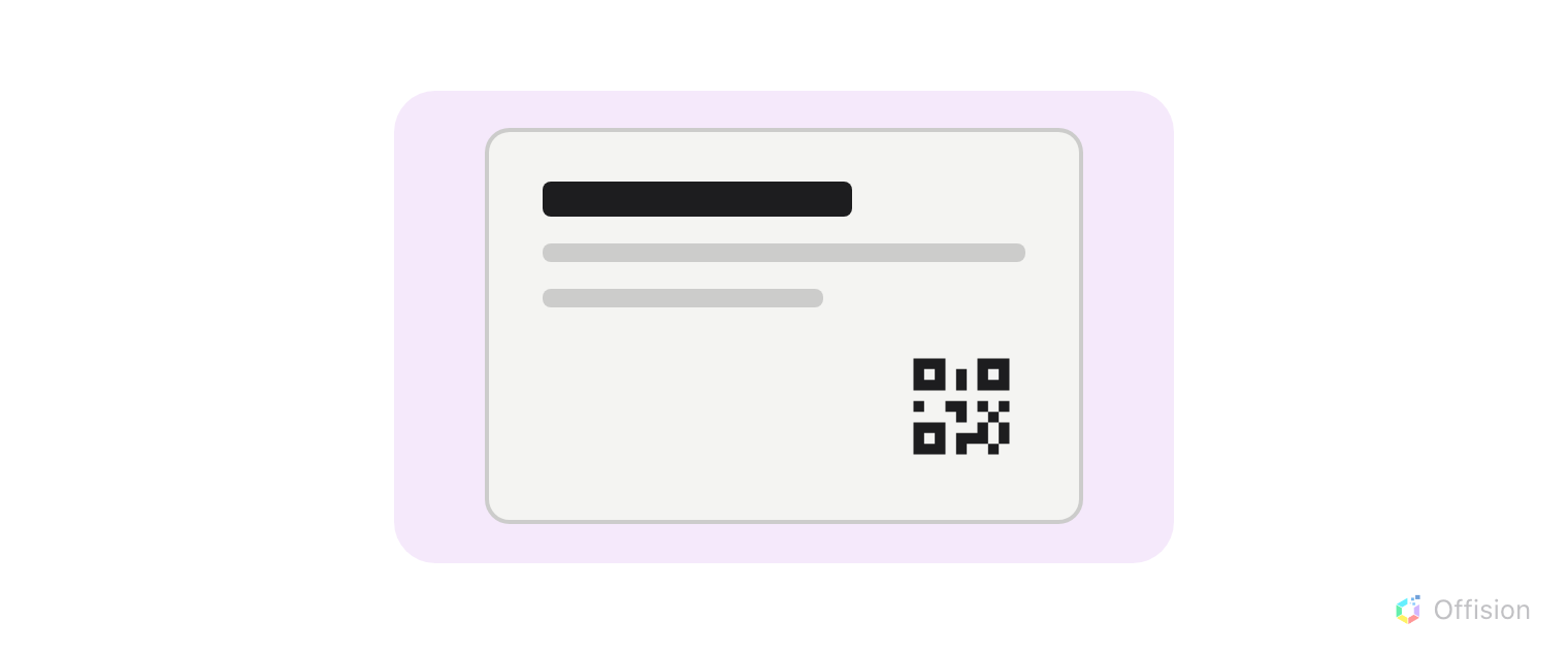 A small sheet of electronic ink in a bezel, showing a name, two lines of detail and a code in the corner.