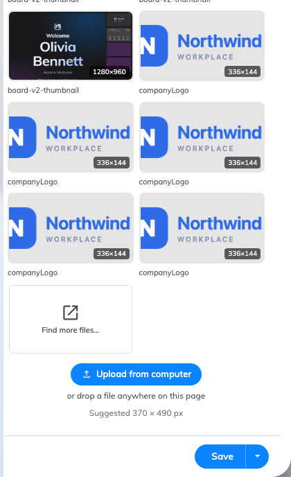 The file page: what is already uploaded, and the way to add more.