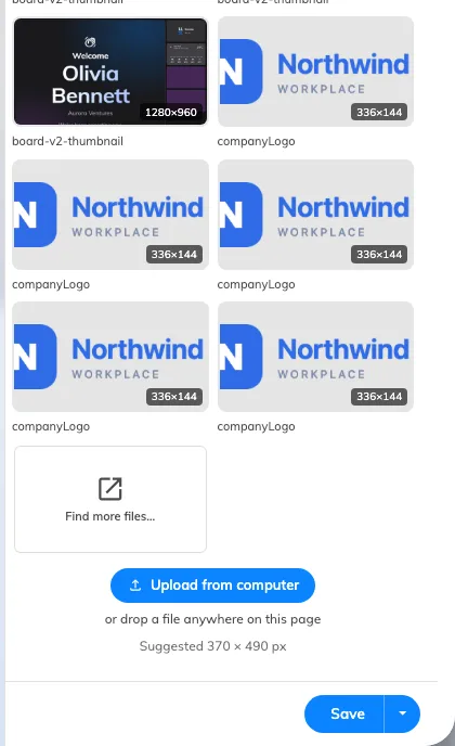 The file page: what is already uploaded, and the way to add more.