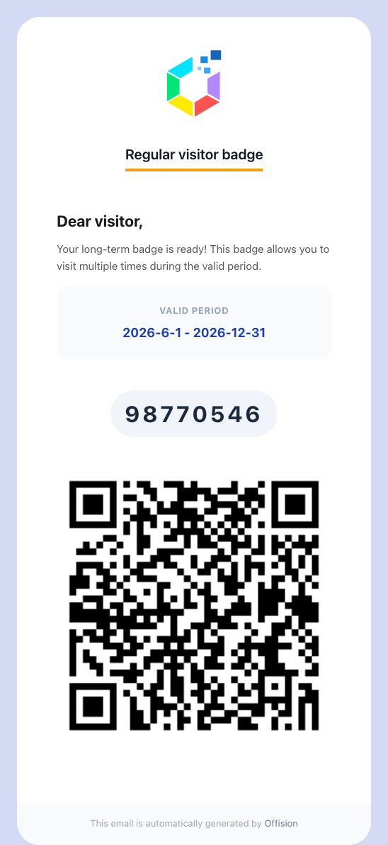 The long-term badge email. The period card is absent on a badge with no time limit.