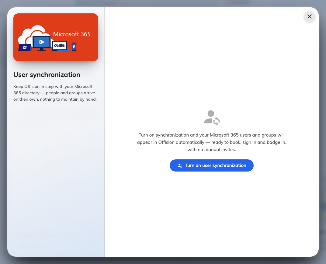 Turning user synchronization on for the first time.