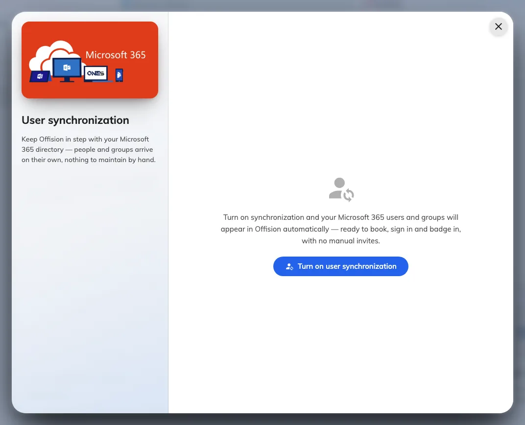 Turning user synchronization on for the first time.