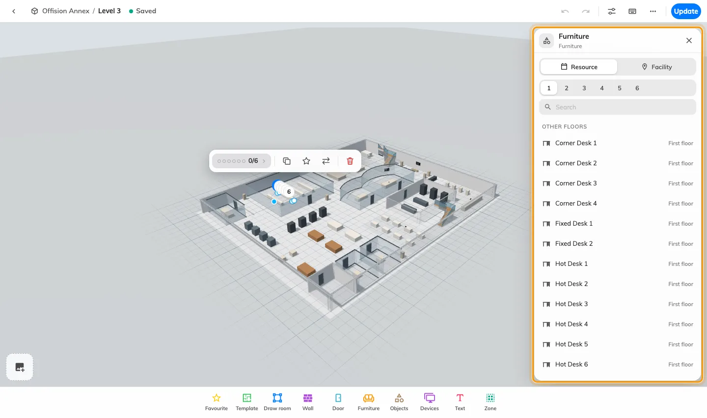 Turn a floor drawing into a map of bookable spaces
