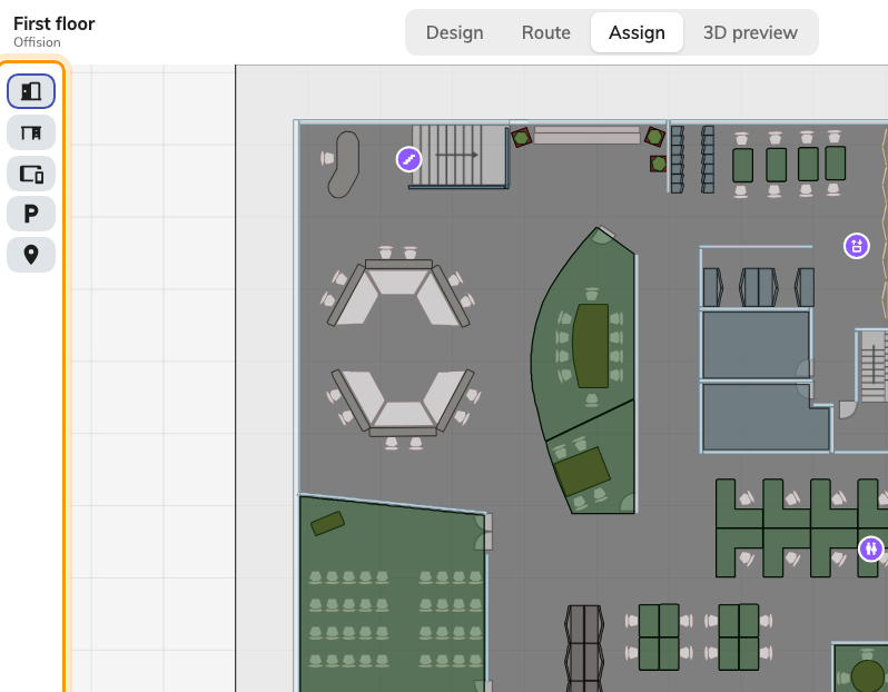 One button per resource type, plus facilities.